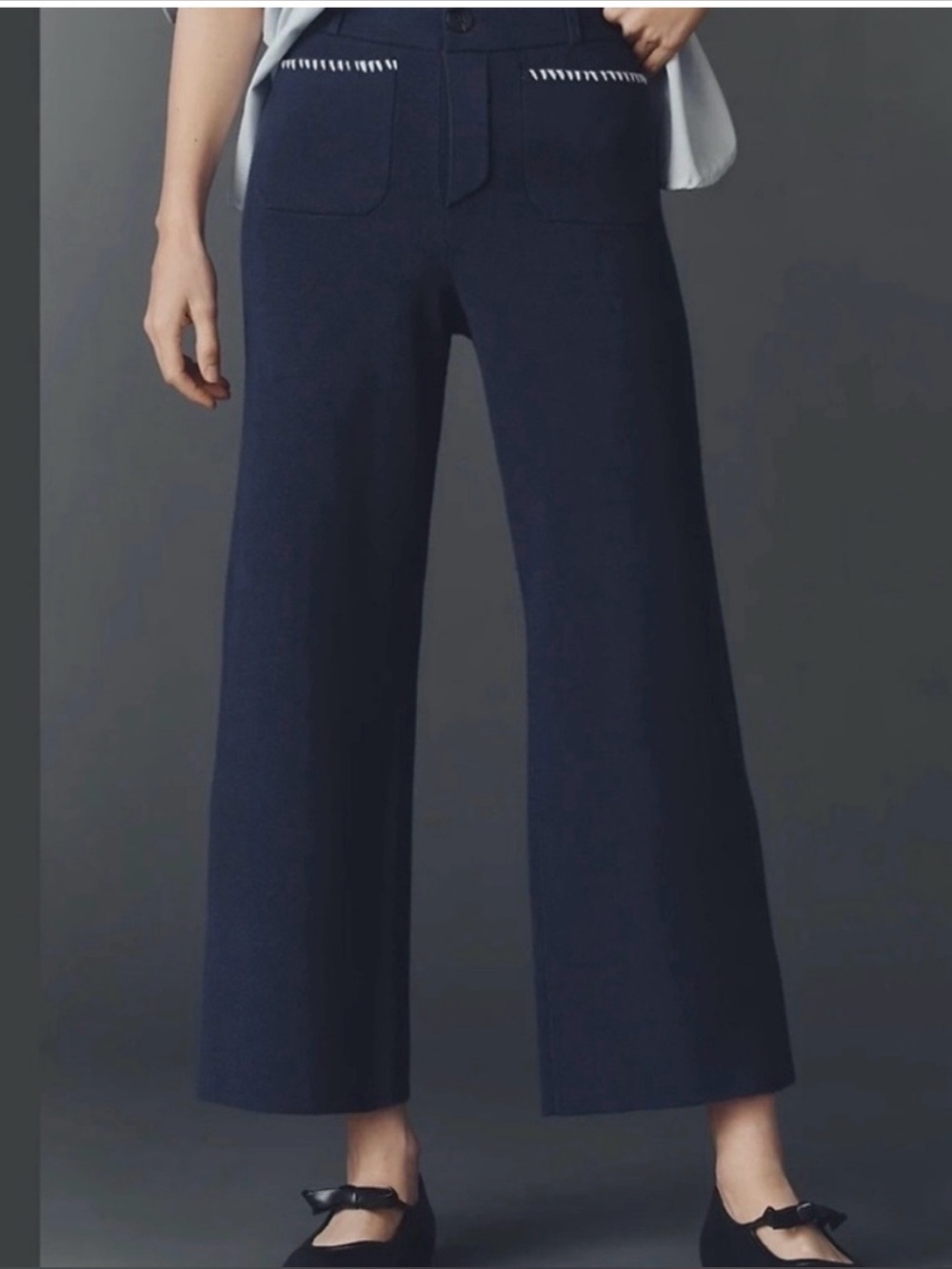 Anthropologie Colette Crop Whipstitch Knit Trousers Size Large NWT